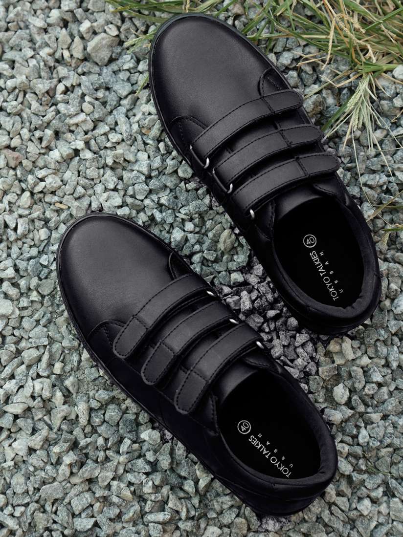 Womens black velcro sneakers cheap
