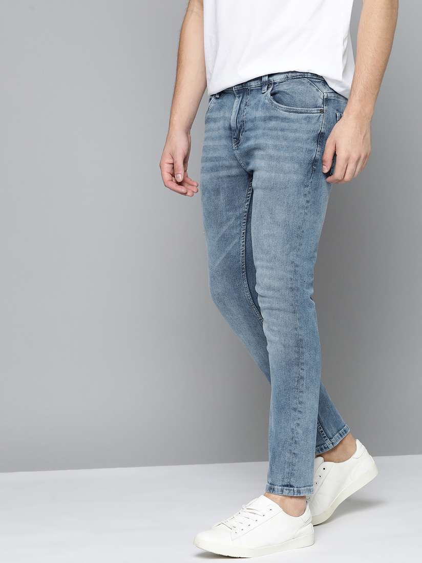 Buy Mast Harbour Men Blue Skinny Fit Heavy Fade Brand Logo