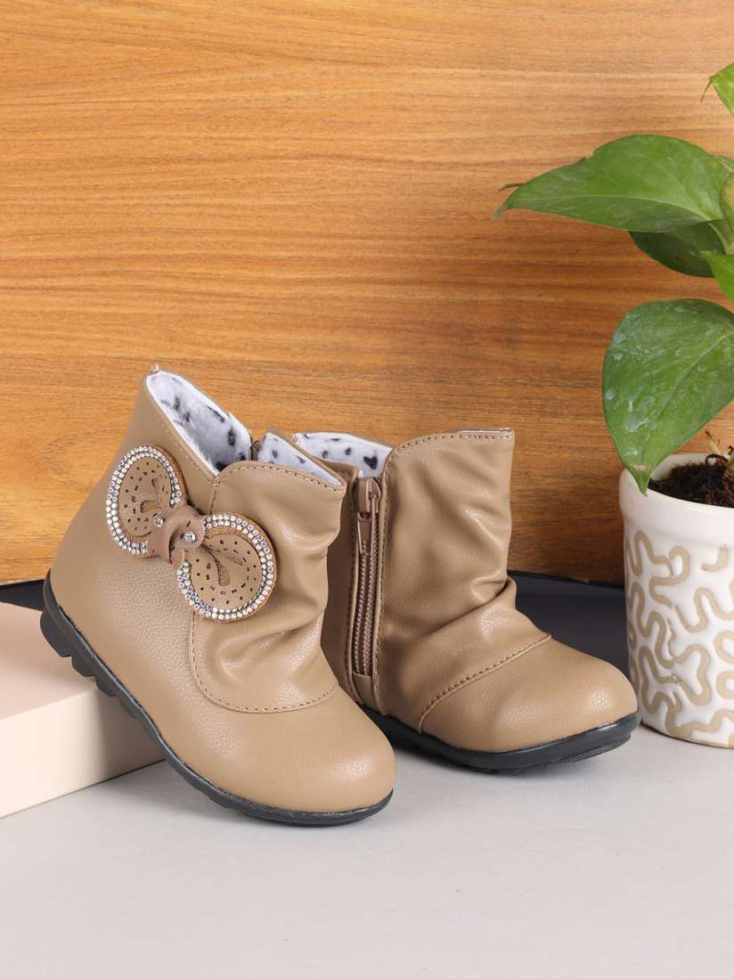 Buy PASSION PETALS Girls Brown PU Boots Boots for Girls 19763000 Myntra