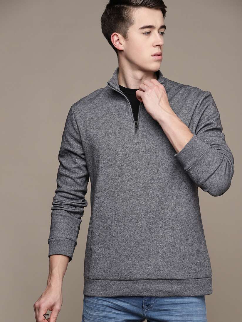 Buy Macy s Alfani Men Solid Half Zipper Sweatshirt Sweatshirts for Men 19763348 Myntra
