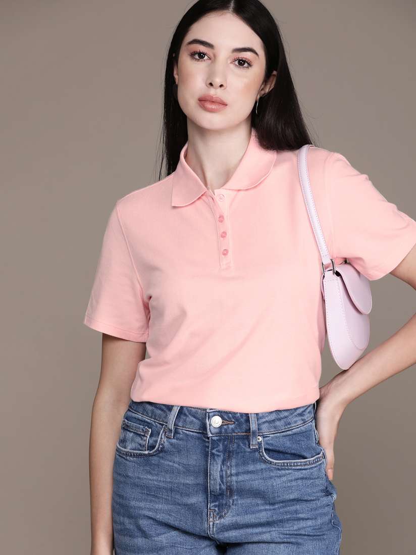 Buy Macy s Karen Scott Polo Collar Pure Cotton T shirt Tshirts for Women 19764972 Myntra