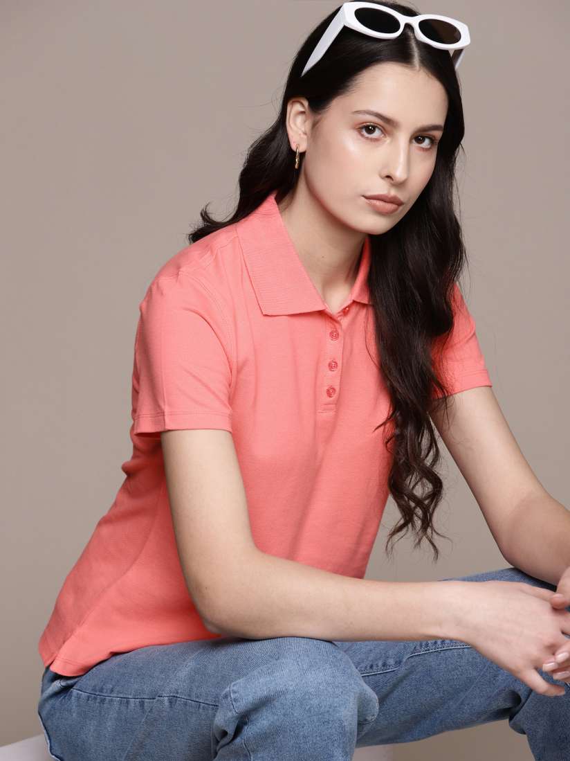 Buy Macy s Karen Scott Women Pure Cotton Polo Collar T shirt Tshirts for Women 19764982 Myntra