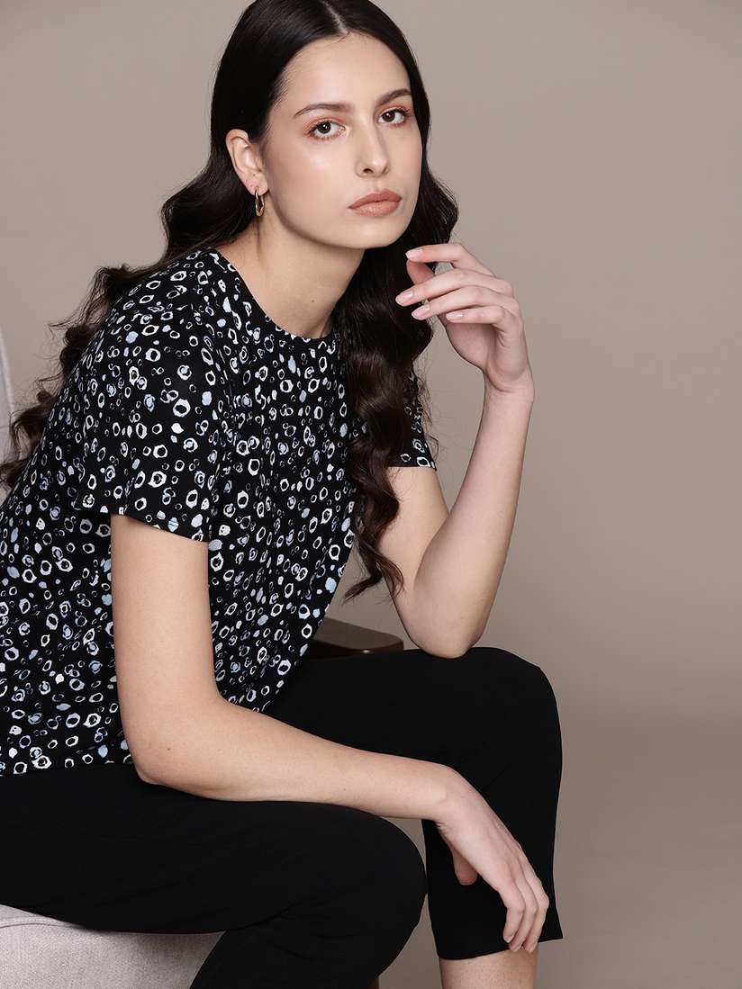 macys womens black and white tops