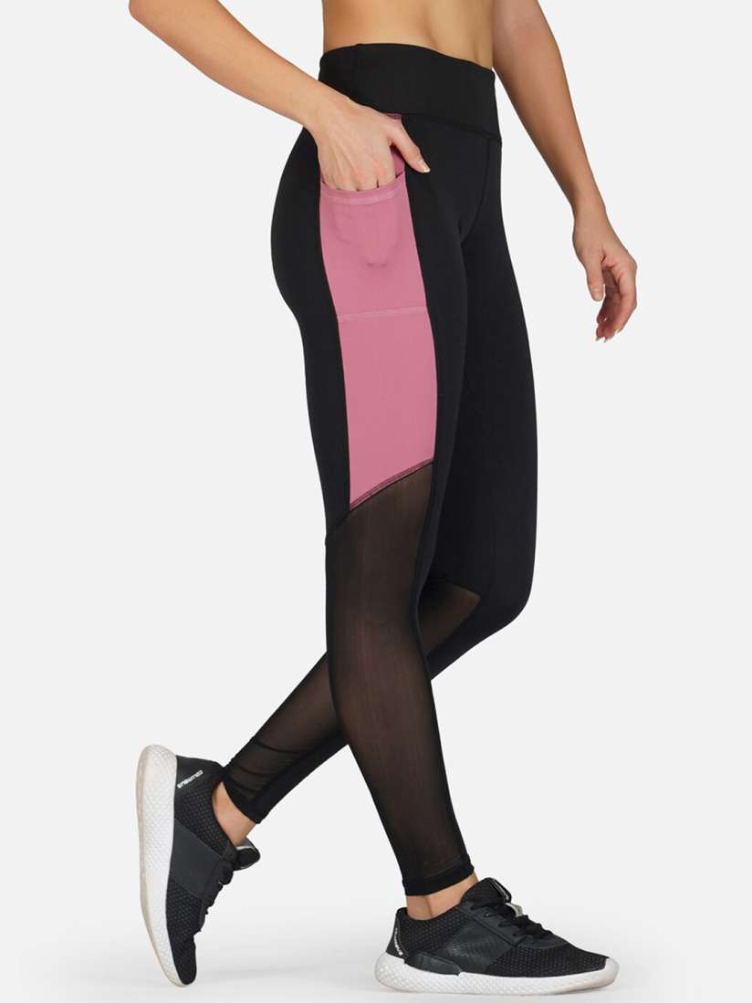 Buy IMPERATIVE Women Black Purple Colourblocked Slim Fit Tights Tights for Women 19767614 Myntra