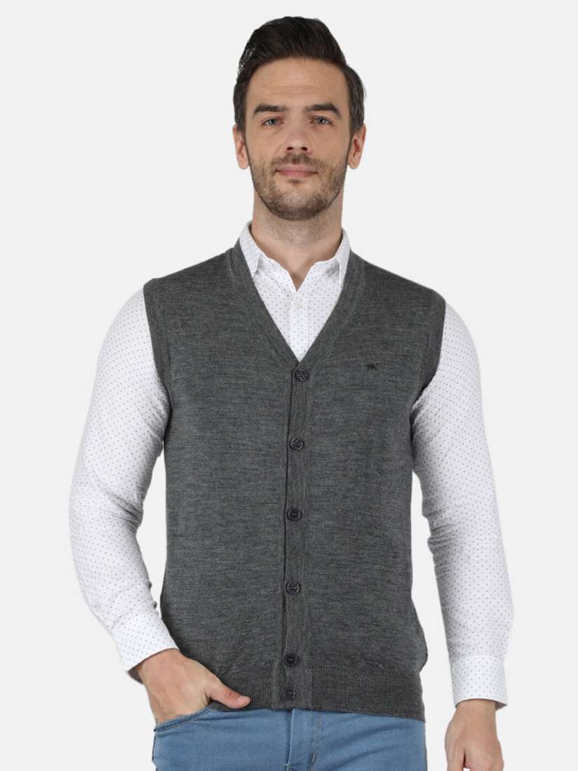 Buy Monte Carlo Men Grey Pure Wool Cardigan Sweaters for Men 19767890 Myntra