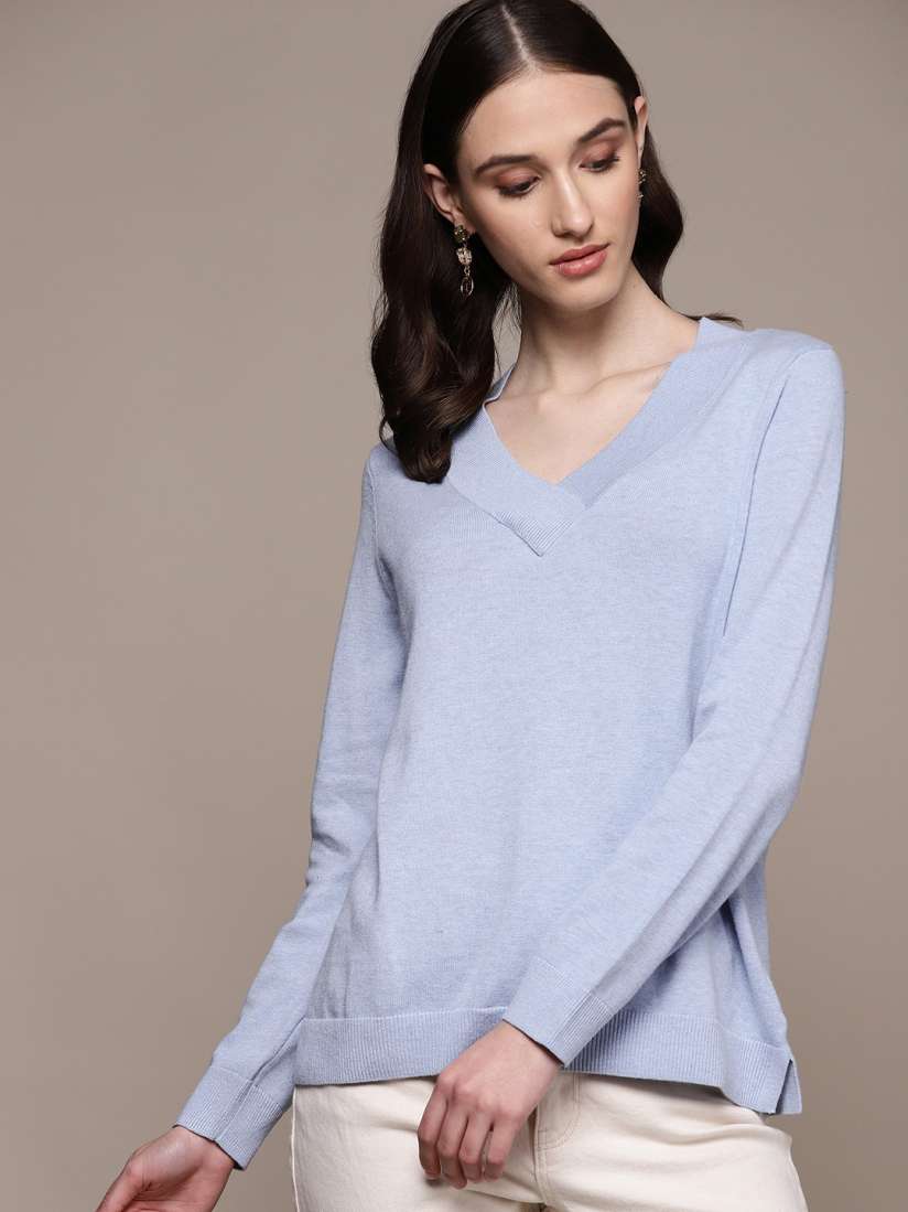 Buy Macy s Karen Scott Women Cotton V Neck Sweater Sweaters for Women 19768270 Myntra