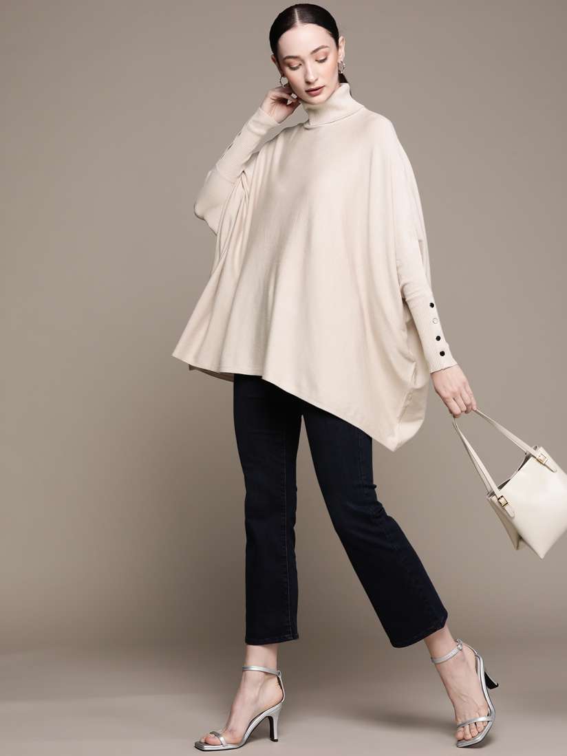 Buy Macy s Alfani Women Solid Poncho Sweaters for Women 19768296 Myntra