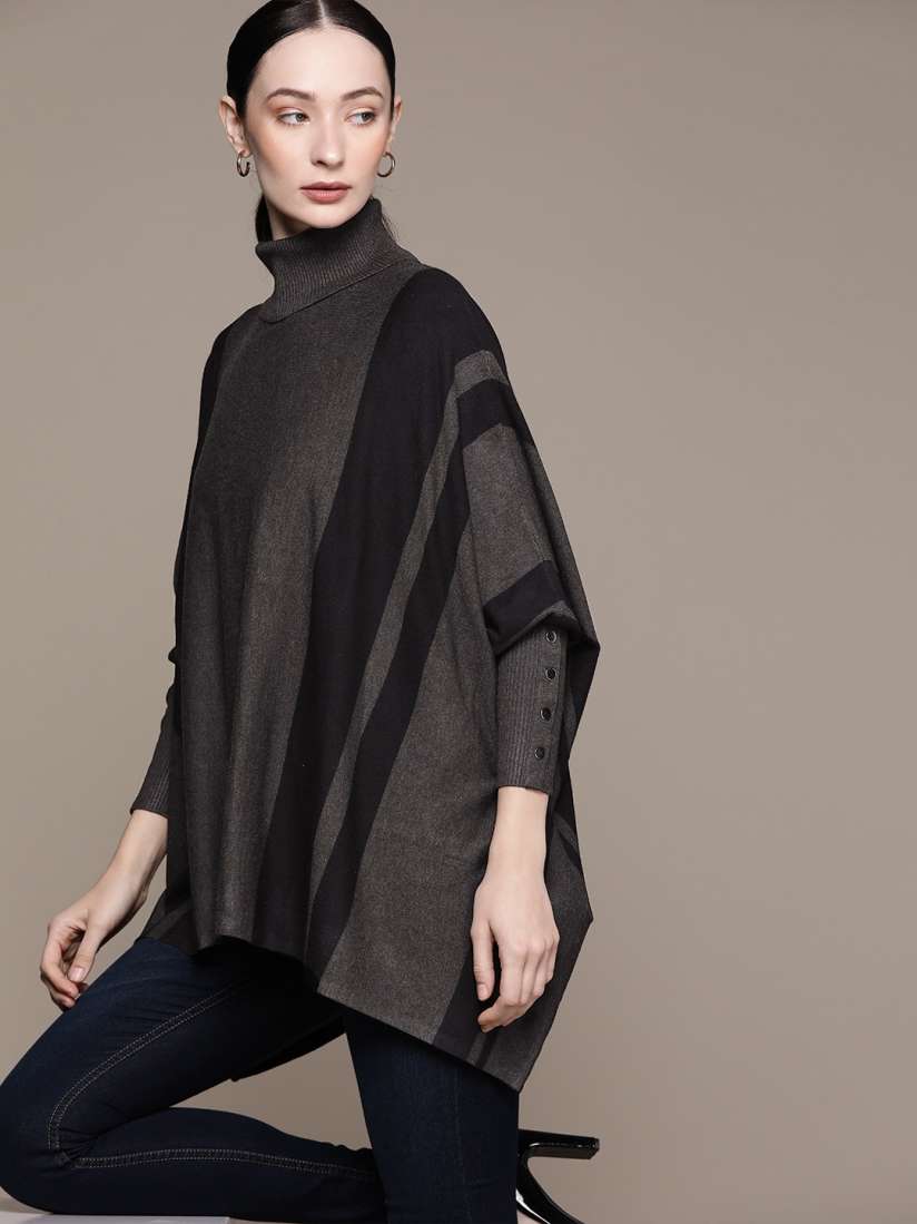 Buy Macy s Alfani Women Striped Poncho Sweaters for Women 19768328 Myntra