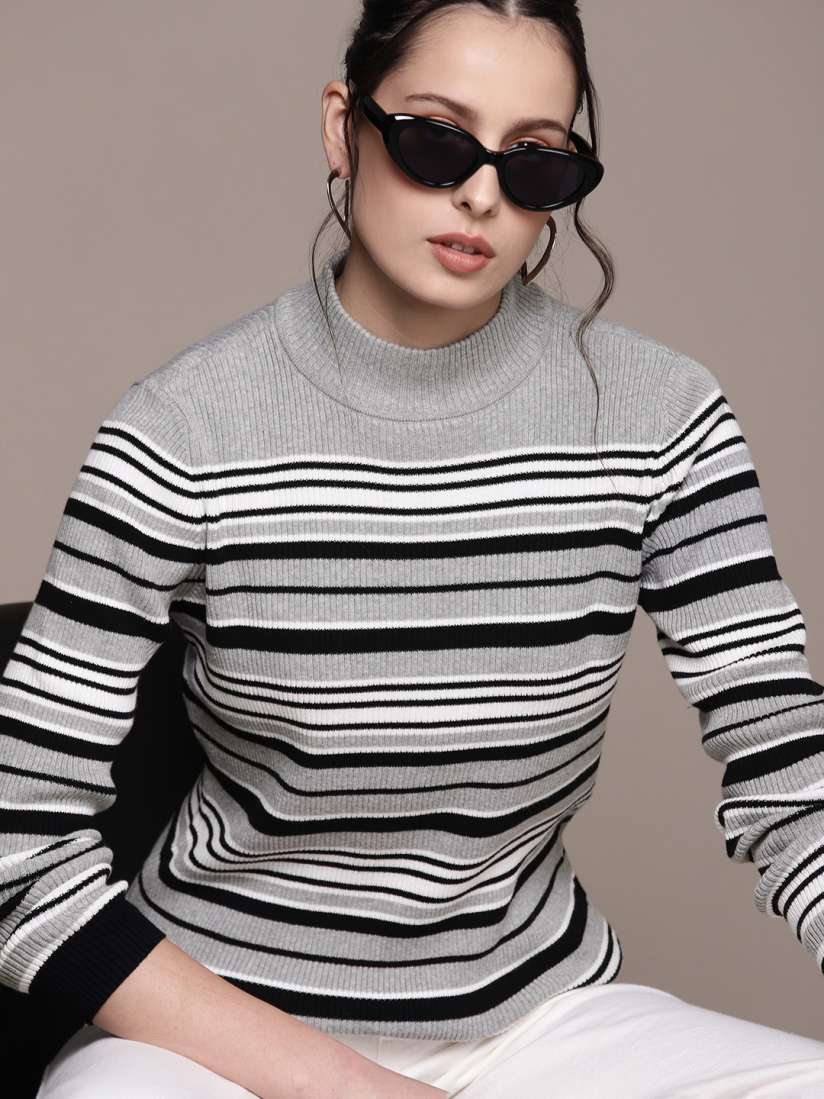 Buy Macy s Karen Scott Women Striped Pure Cotton Pullover Sweaters for Women 19768330 Myntra