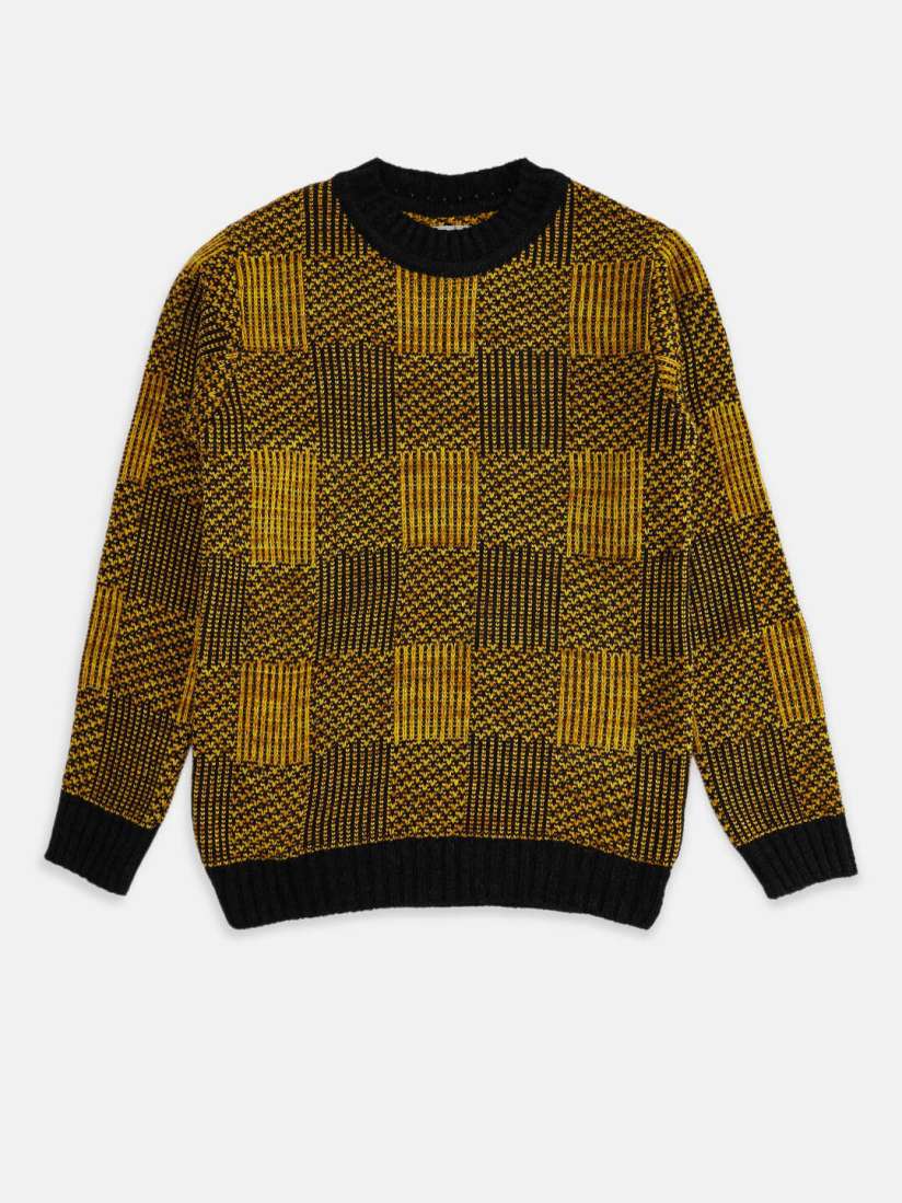 Yellow checkered sweater cheap