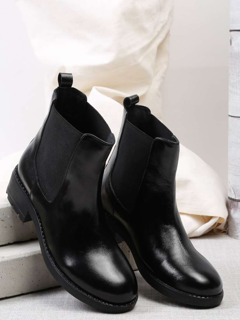 Buy Teakwood Leathers Women Black Solid Leather Boots Boots for Women 19769276 Myntra
