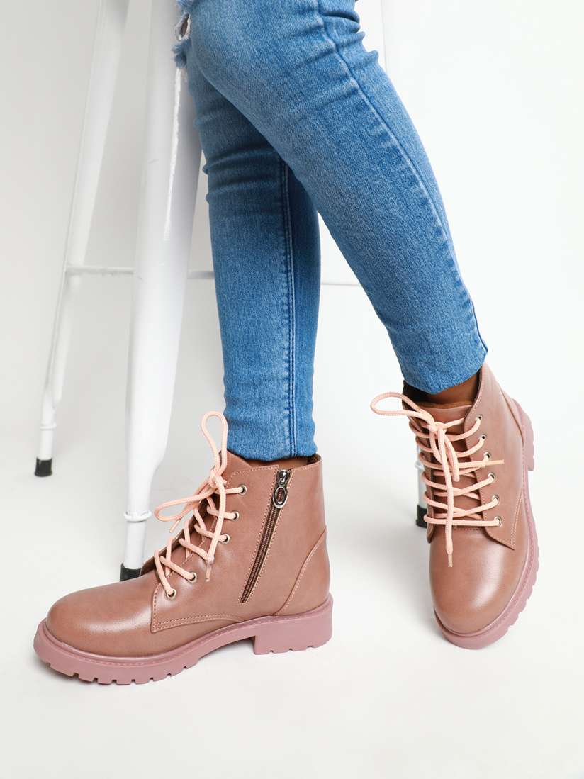 Buy Marc Loire Women Nude PU Block Solid Block Heels Boots Boots for Women 19769442 Myntra