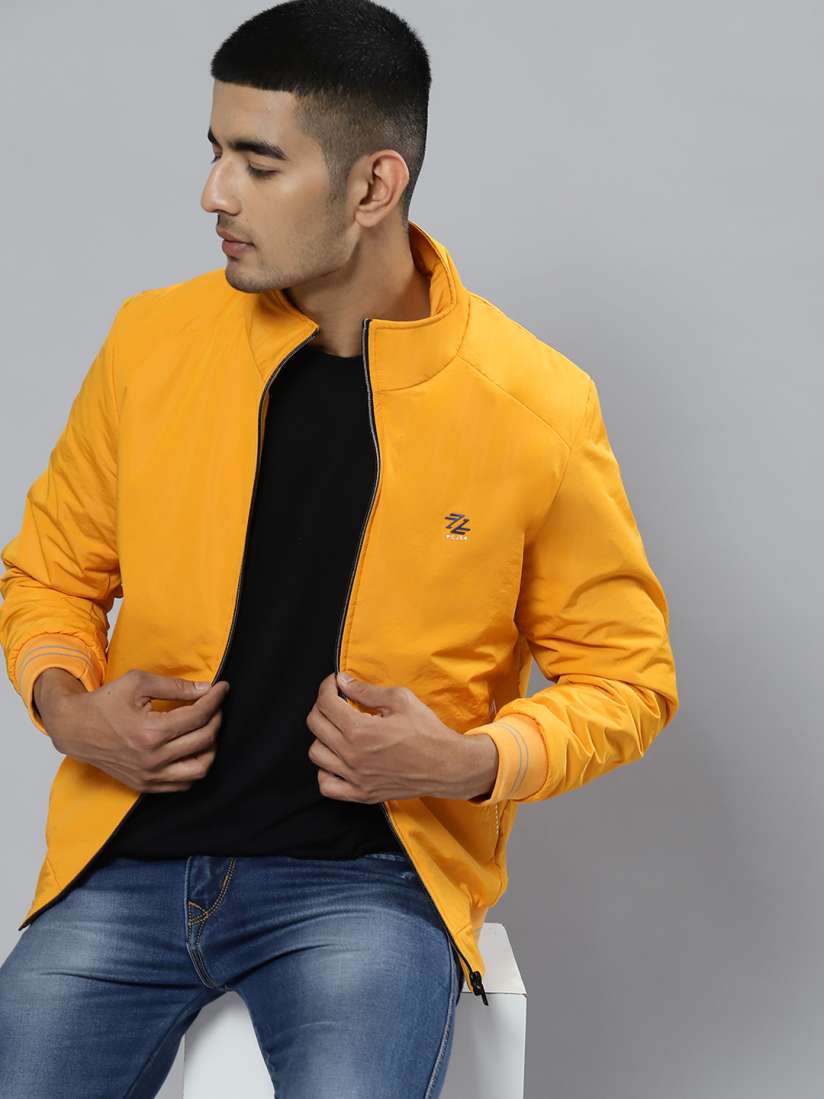 Buy Fort Collins Men Mustard Yellow Solid Stand Collar Bomber Jacket Jackets for Men 19771466 Myntra
