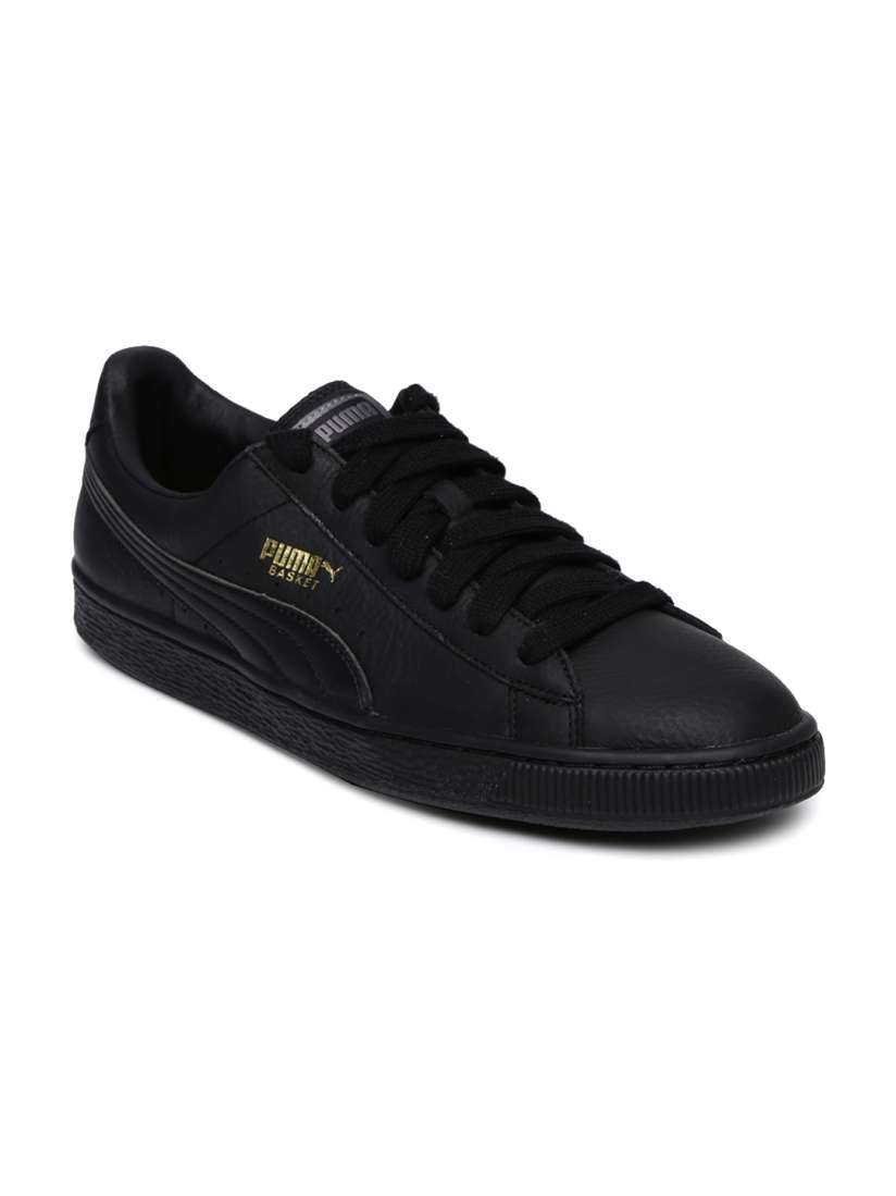 Buy Puma Men Black Solid Basket Classic Leather Sneakers Casual Shoes for Men 1977398 Myntra