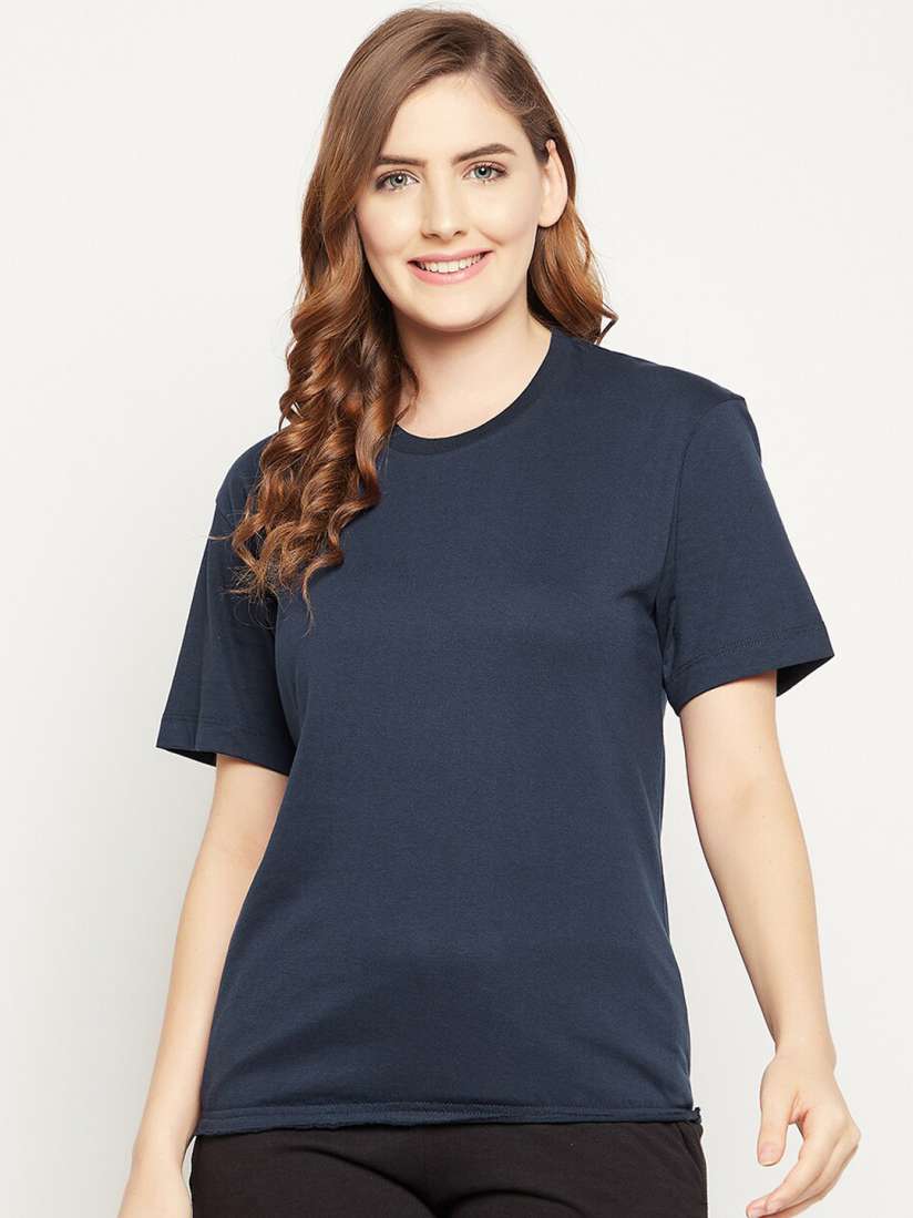 Buy Clovia Women Solid Chic Basic Pure Cotton Lounge T shirt Lounge Tshirts for Women 19779302 Myntra