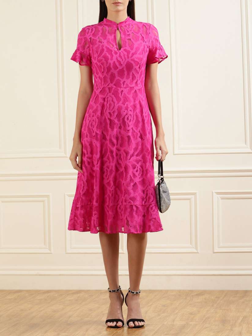 Buy Phase Eight Pink Lace Band Neck Skater Maxi Dress Dresses for Women 19788698 Myntra