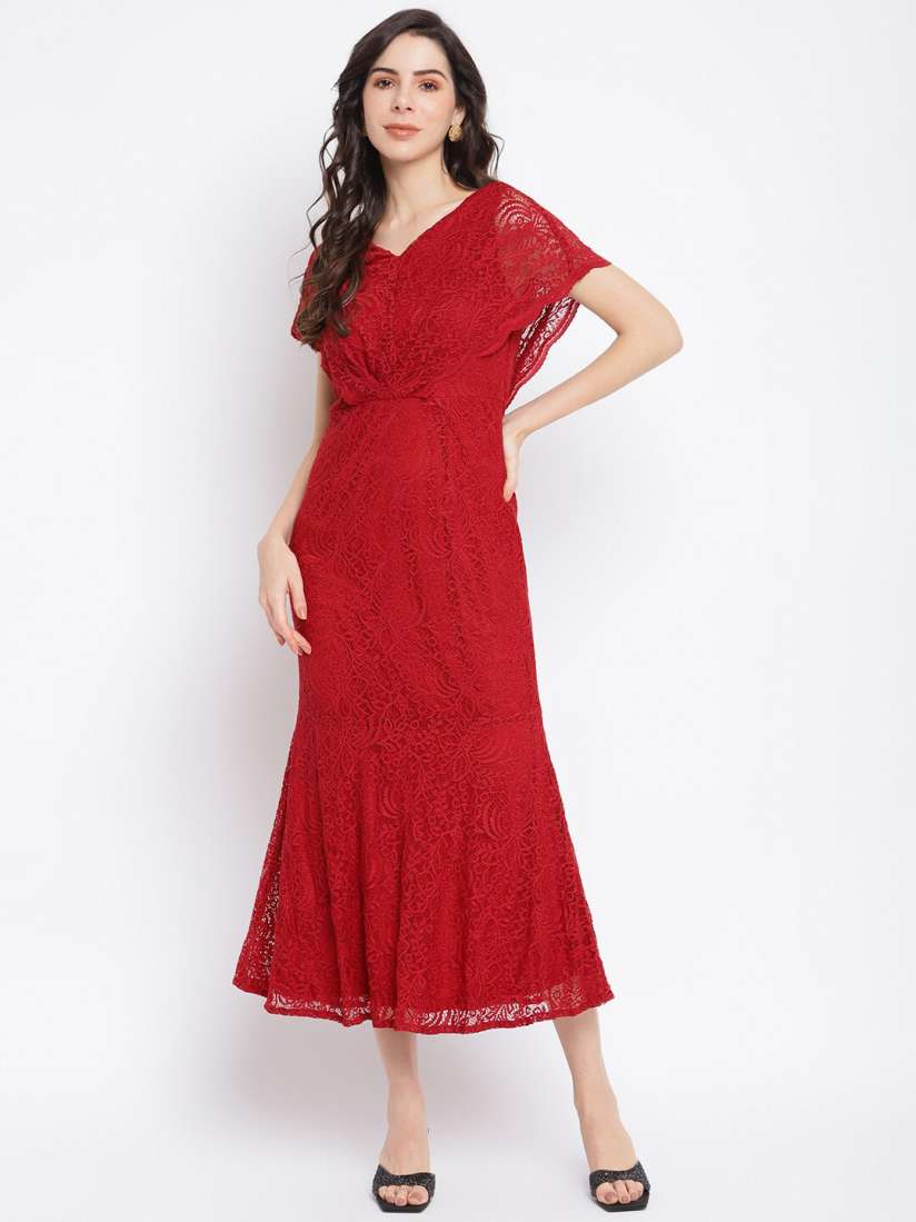 Buy Latin Quarters Women Maroon A Line Midi Dress Dresses for Women 19799272 Myntra