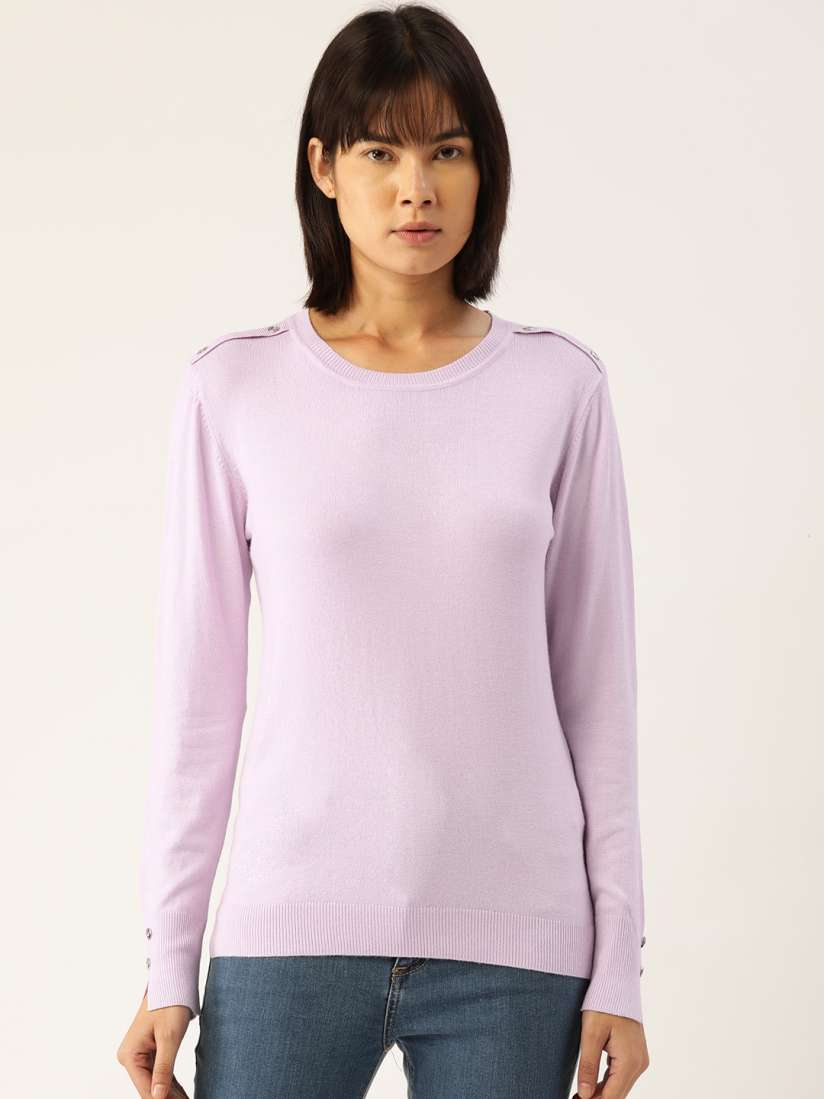 Buy Madame Women Lavender Solid Pullover Sweaters for Women 19805468 Myntra
