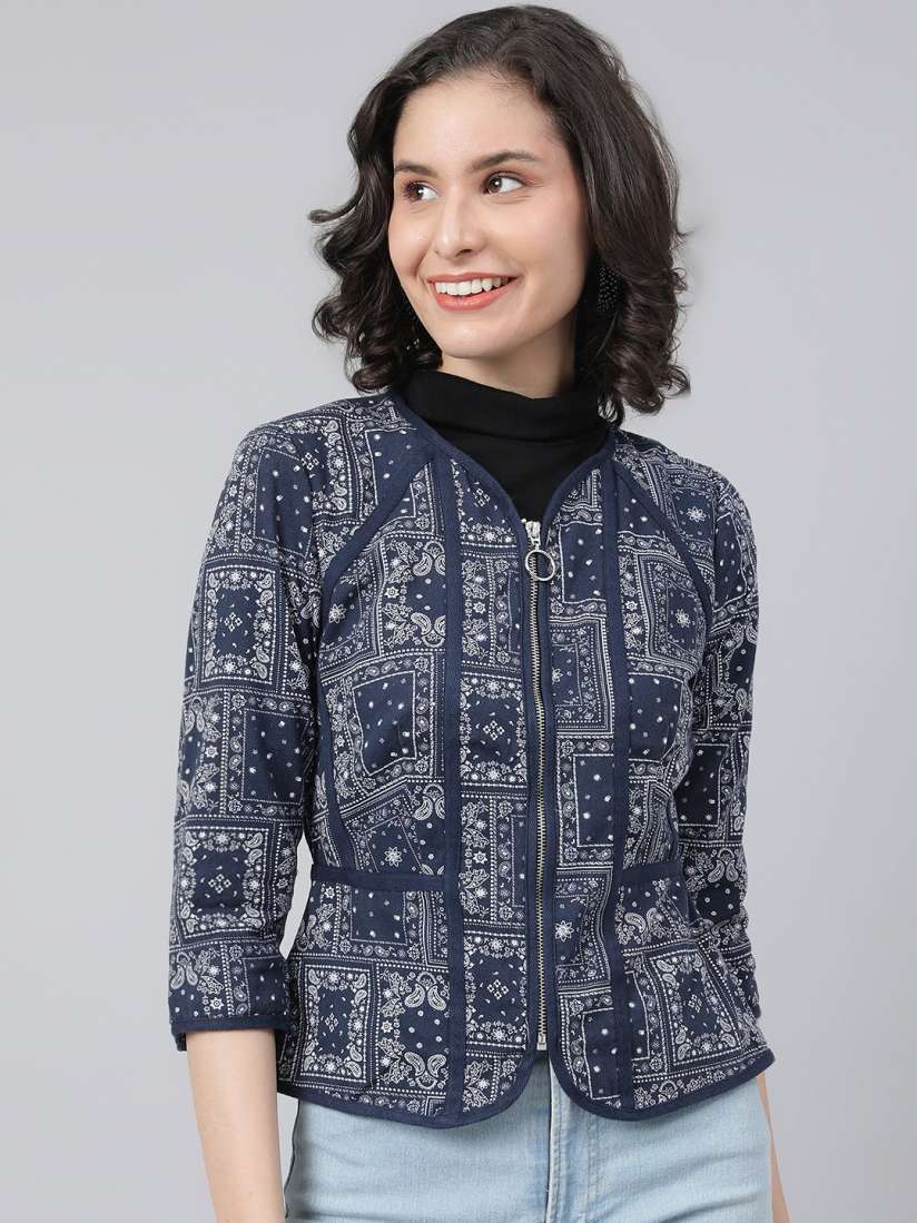 Buy Marks Spencer Women Navy Blue Cotton Tailored Jacket Jackets for Women 19810904 Myntra