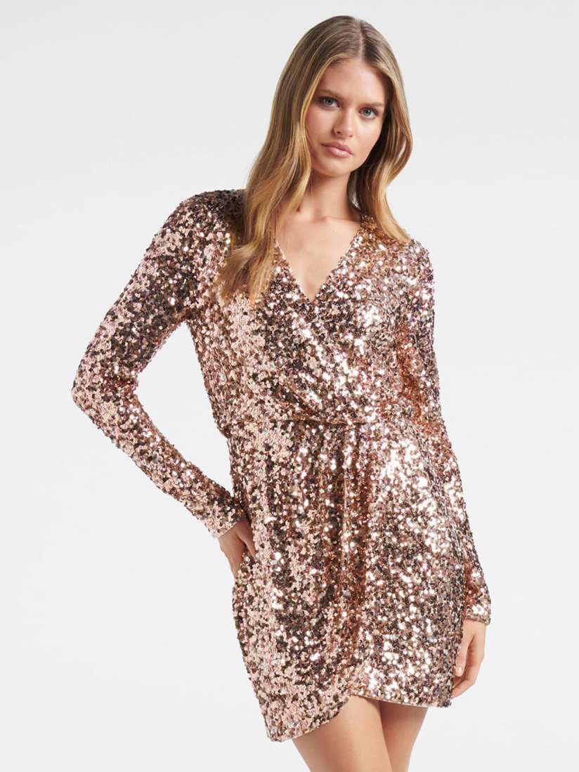 Buy Forever New Rose Gold Toned Sequin Embellished Mini Dress Dresses for Women 19811310 Myntra