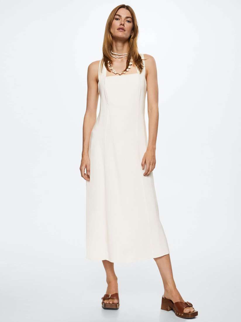 Buy MANGO Women Off White Sustainable Solid A Line Midi Dress Dresses for Women 19813320 Myntra