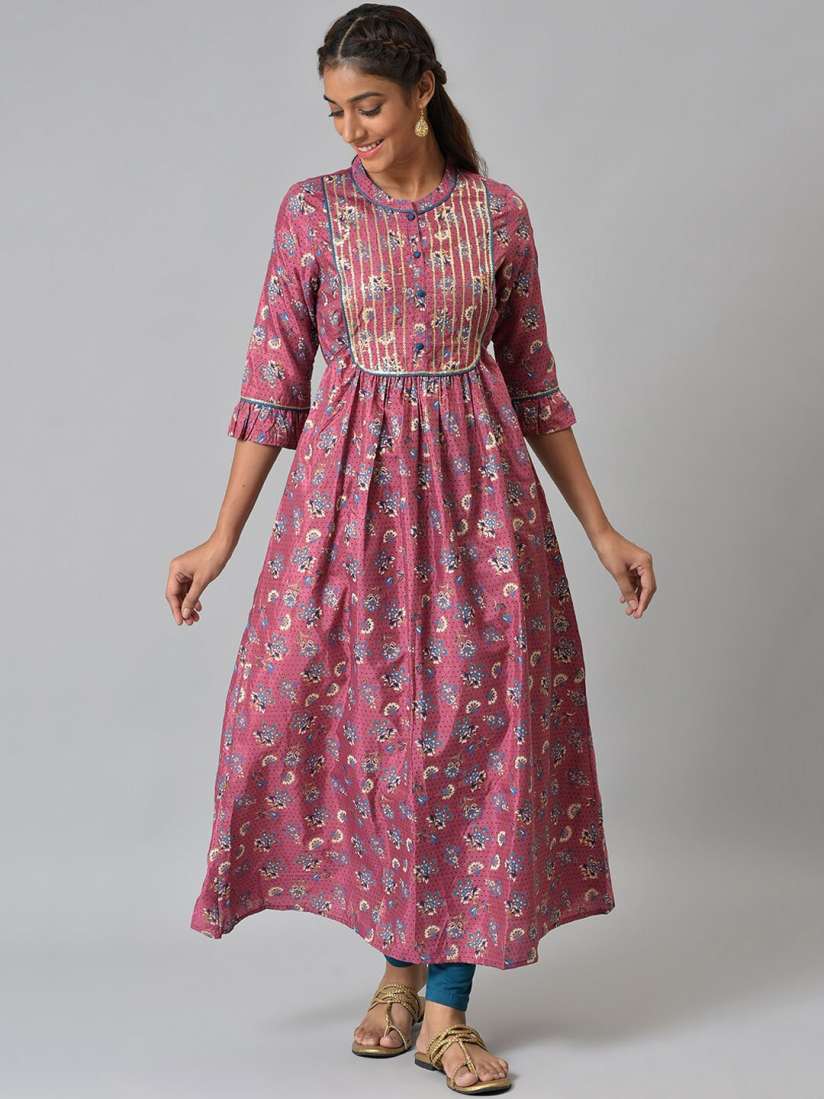 Buy AURELIA Women Pink Ethnic Motifs Printed Anarkali Kurta Kurtas for Women 19816292 Myntra