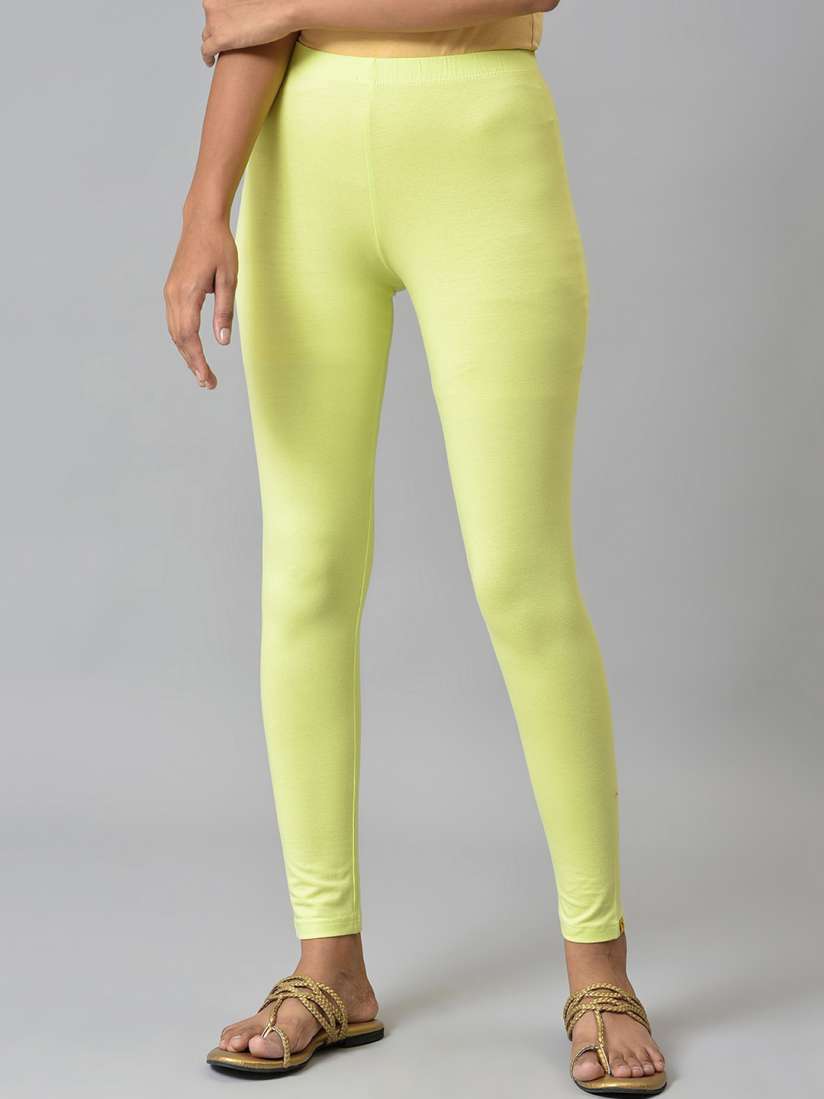 Buy AURELIA Women Yellow Solid Ankle Length Leggings Leggings for Women 19818362 Myntra