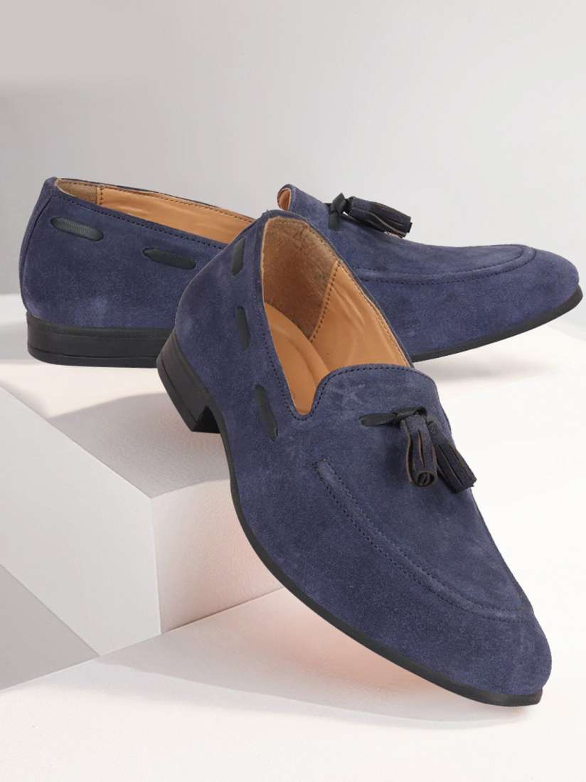 Buy FAUSTO Men Navy Blue Suede Tassel Loafer Shoes Casual Shoes for Men 19827038 Myntra