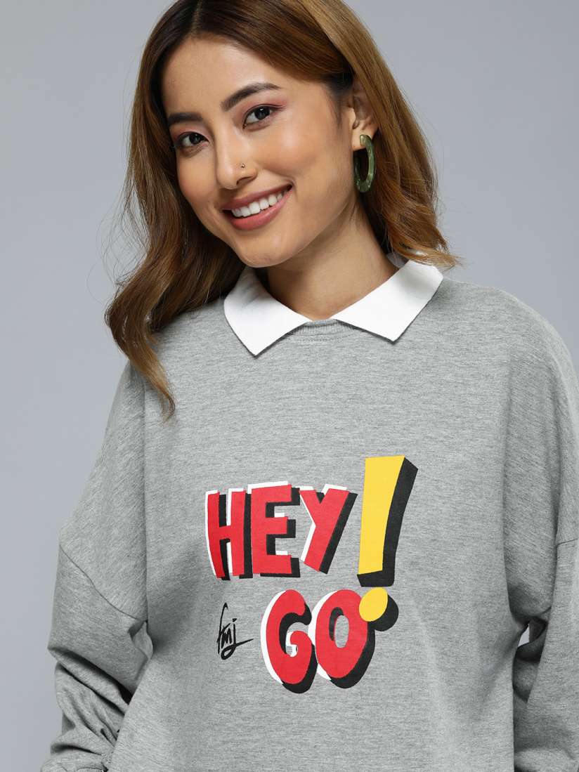 Buy Flying Machine Women Printed Lightweight Collared Sweatshirt Sweatshirts for Women 19828438 Myntra