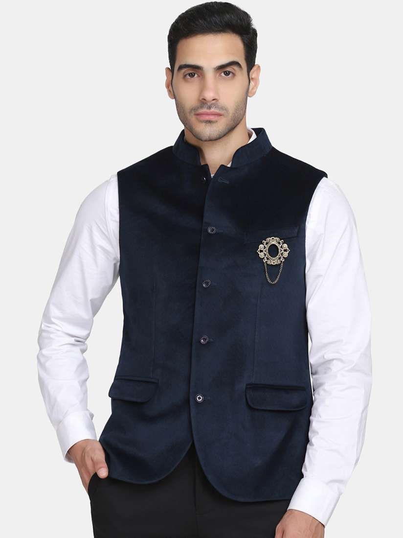 Buy Blackberrys Men Navy Blue Solid Slim Fit Woven Nehru Jacket Nehru Jackets for Men 19829248 Myntra