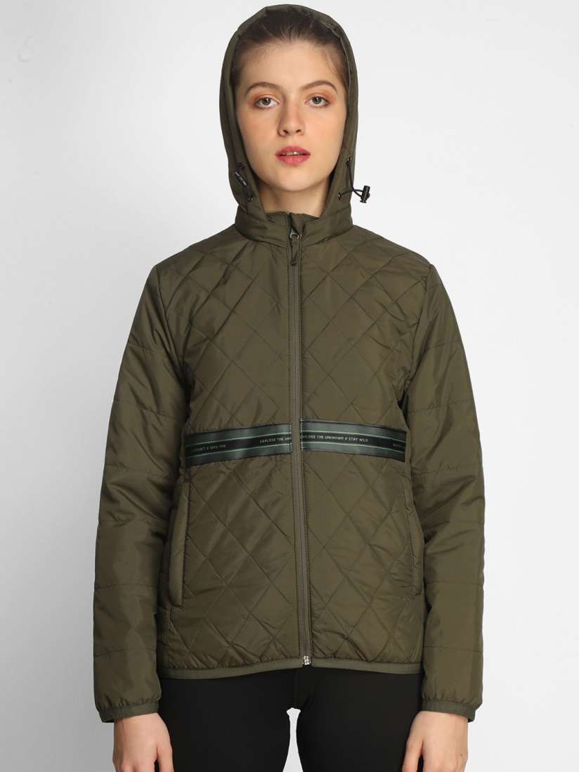 Buy Wildcraft Women Olive Green Striped Windcheater Quilted Jacket Jackets for Women 19833306 Myntra