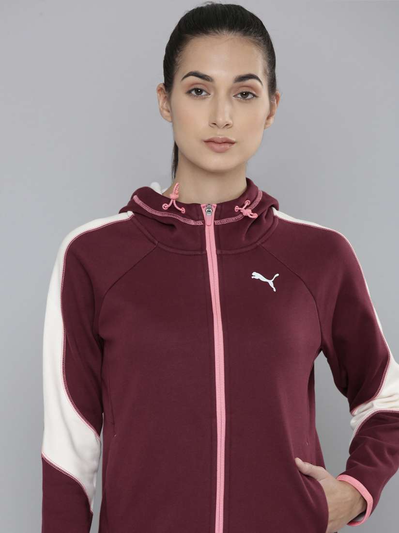 Buy Puma Women Purple Brand Logo Printed Pure Cotton Evostripe Sporty Jacket Jackets for Women 19834484 Myntra