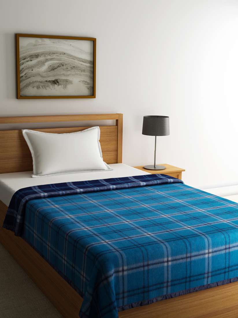 Buy Raymond Home Blue Checked Reversible Single Blanket Blankets Quilts and Dohars for Unisex 1983594 Myntra