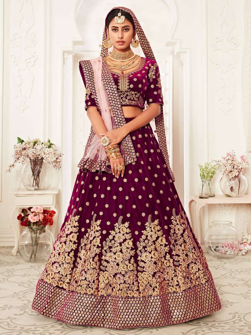 Buy FABPIXEL Purple Gold Toned Embroidered Kalamkari Semi Stitched Lehenga Unstitched Blouse With Dupatta Lehenga Choli for Women 19839618 Myntra