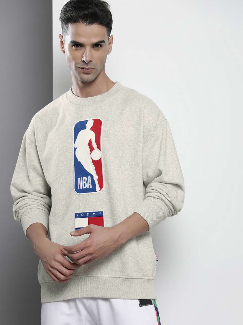 Buy Tommy Hilfiger Men Grey NBA Brand Logo Applique Sweatshirt Sweatshirts for Men 19840846 Myntra