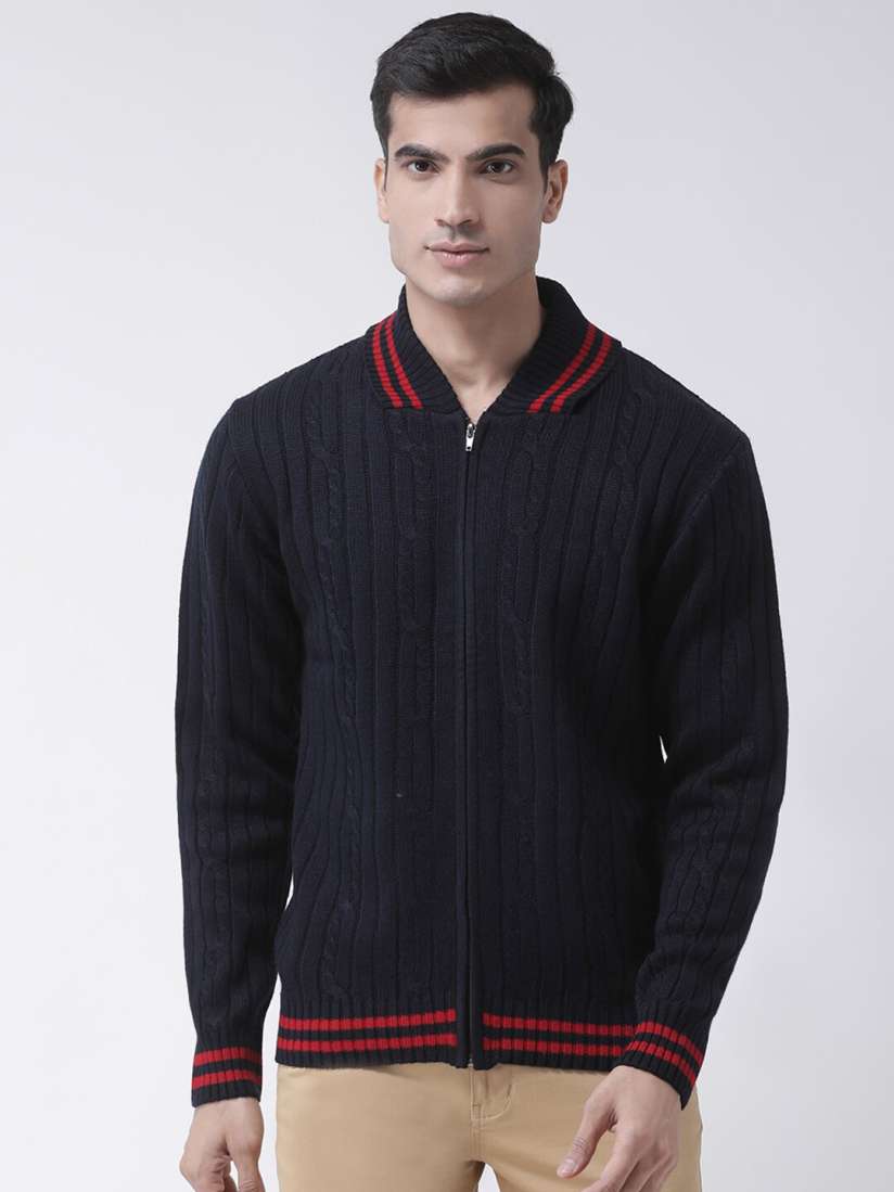 Navy and red cardigan online