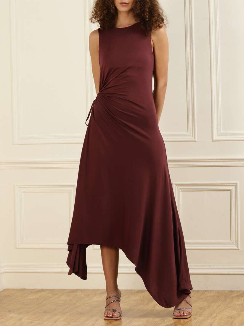 Buy Ted Baker Brown Solid Ruched Asymmetric Midi Dress Dresses for Women 19841240 Myntra