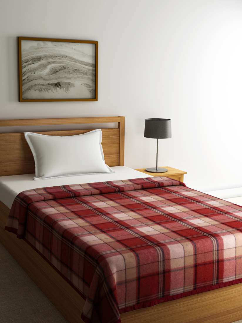 Buy Raymond Home Pink Maroon Checked Single Blanket Blankets Quilts and Dohars for Unisex 1984396 Myntra