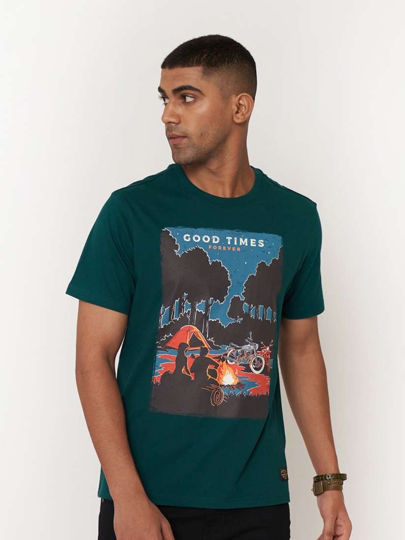 Buy Royal Enfield Men Green Printed Raw Edge T shirt Tshirts for Men 19845304 Myntra