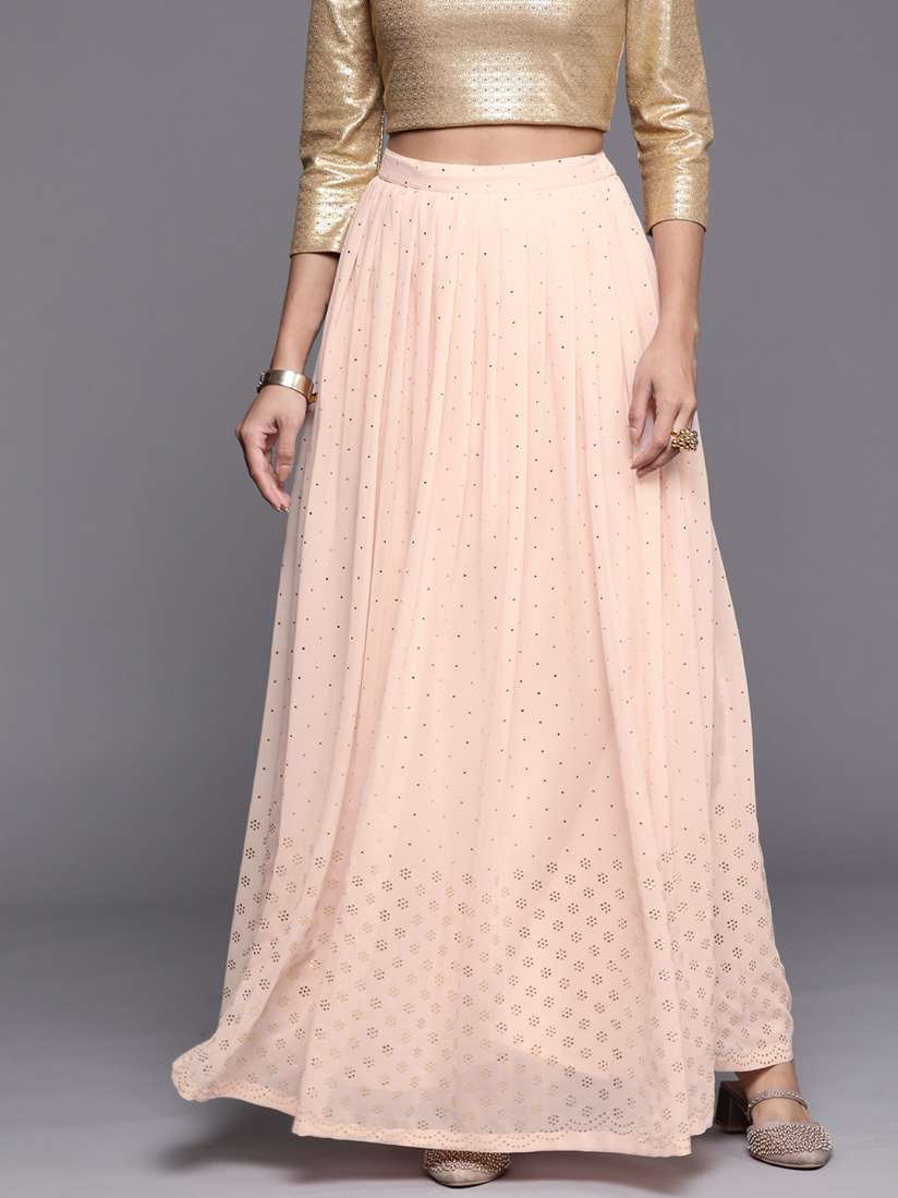 Buy Libas Women Peach Coloured Sequinned Georgette Ethnic Skirt Skirts for Women 19847194 Myntra