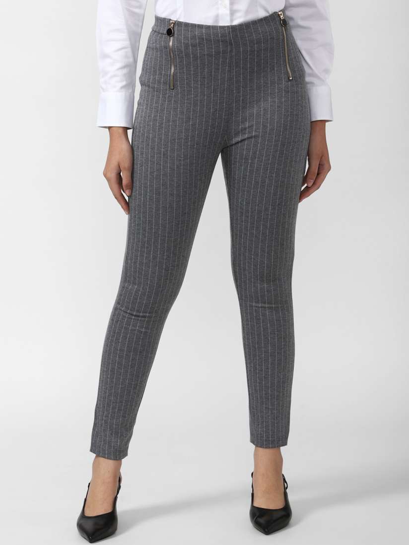 Grey striped trousers womens top
