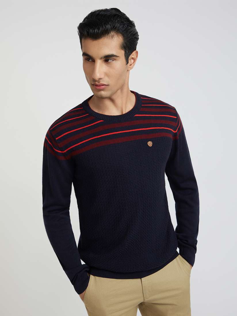 Buy Raymond Men Navy Blue Pullover Sweaters for Men 19861594 Myntra