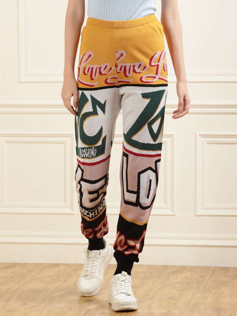 Buy LOVE MOSCHINO Women Yellow White Printed Joggers Track Pants for Women 19866516 Myntra