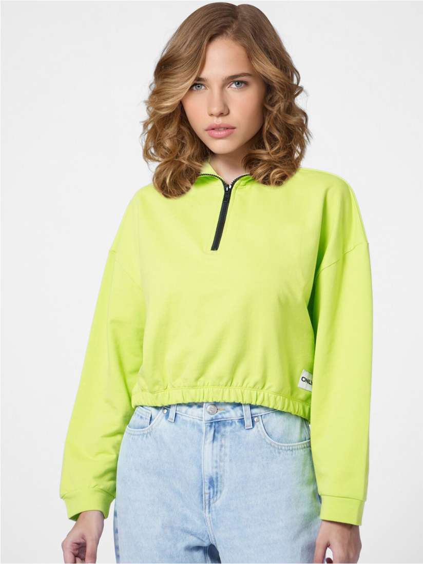 Buy ONLY Women Green Crop Sweatshirt Sweatshirts for Women 19873712 Myntra