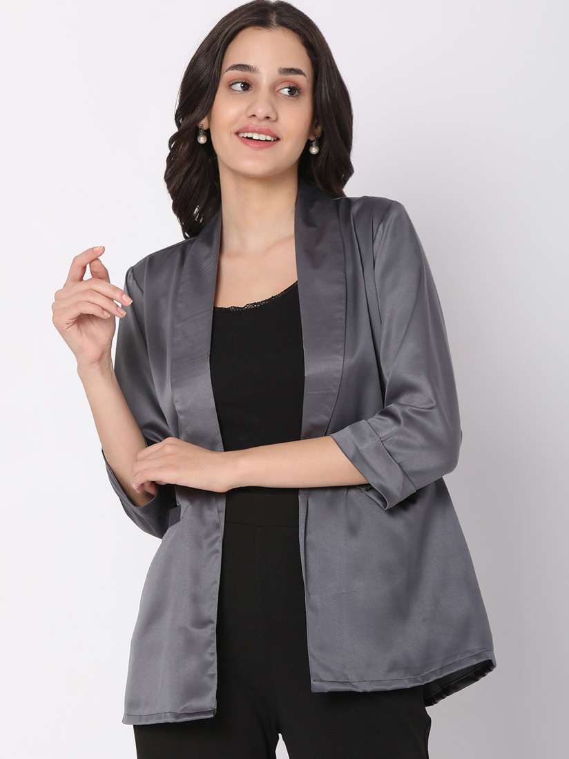 Grey silk jacket womens on sale