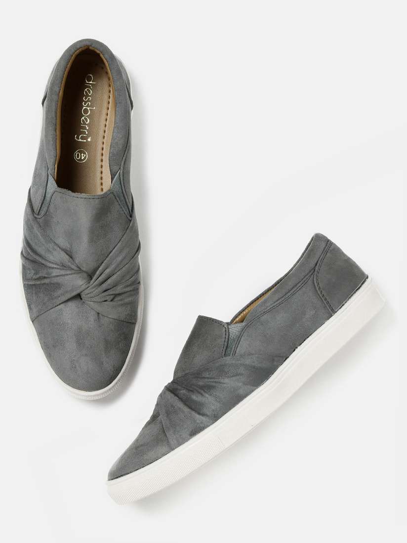 Buy DressBerry Women Grey Slip On Sneakers Casual Shoes for Women 1987715 Myntra