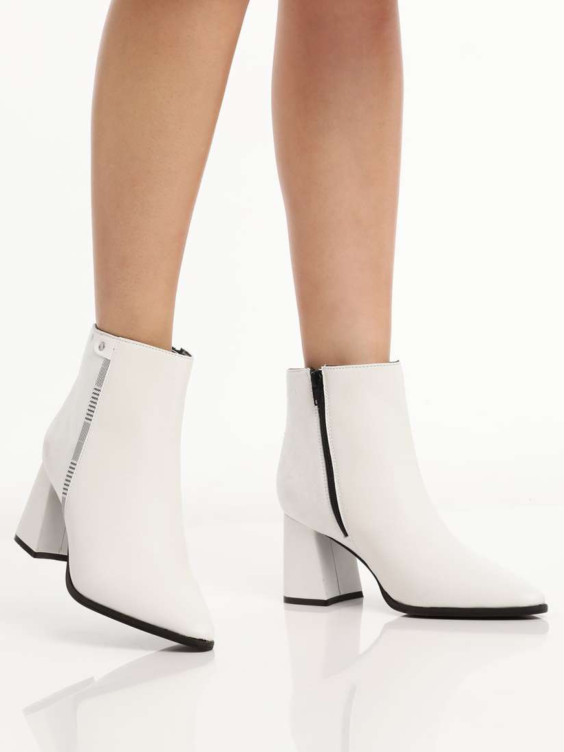 Buy CORSICA Women White Solid Regular Mid Top Pointed Toe Boots Boots for Women 19877876 Myntra