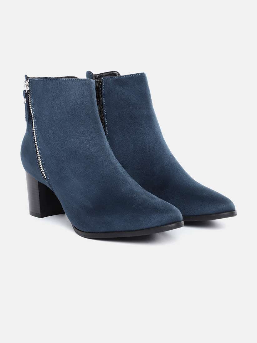 Buy DressBerry Women Navy Blue Solid Mid Top Block Heel Regular Boots Boots for Women 19879306 Myntra