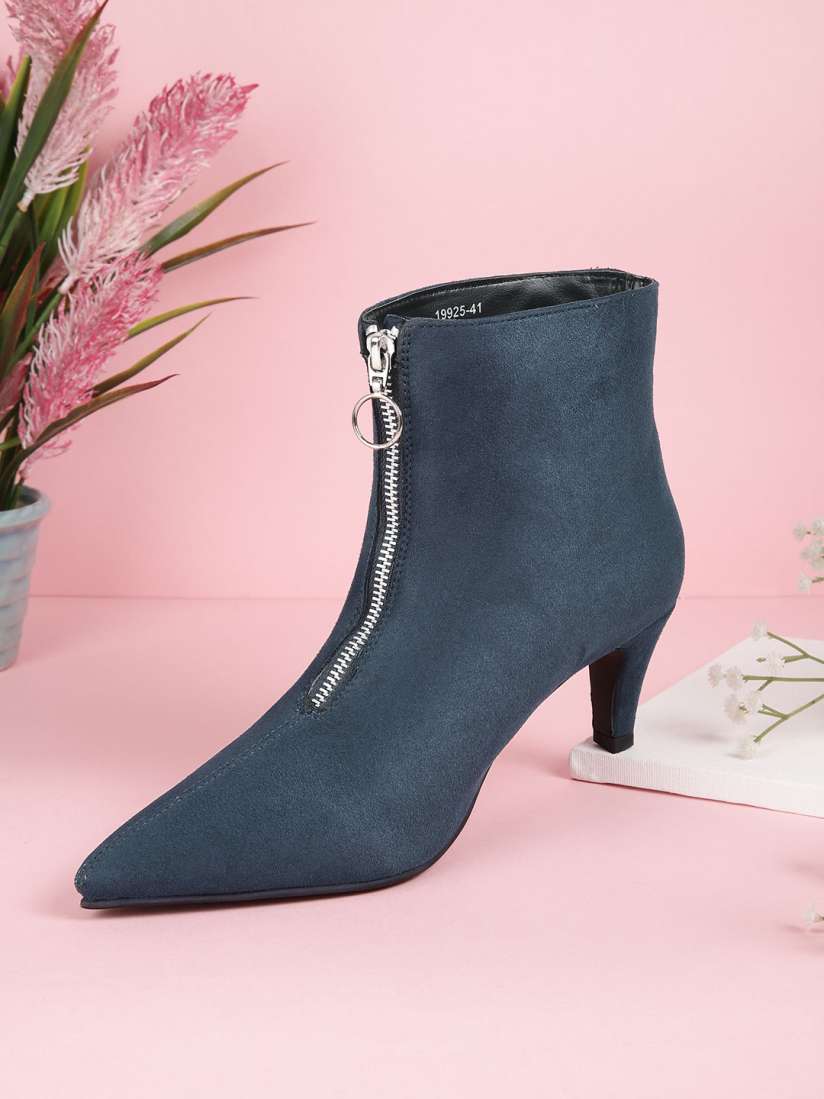 Navy blue kitten heel ankle boots shop