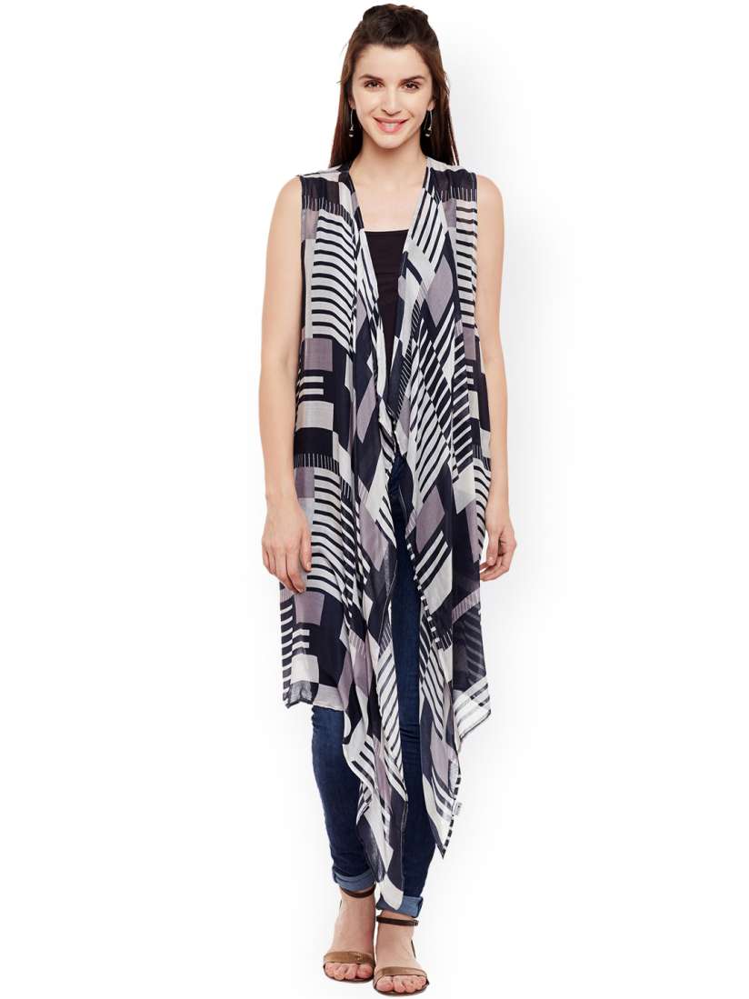 White sleeveless shrug discount